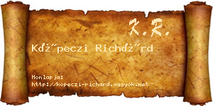 Köpeczi Richárd névjegykártya